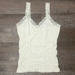 Tanco Y2K White Stretchy Tank Camisole Lace Top